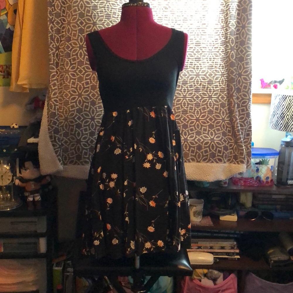Black dress with flower skirt